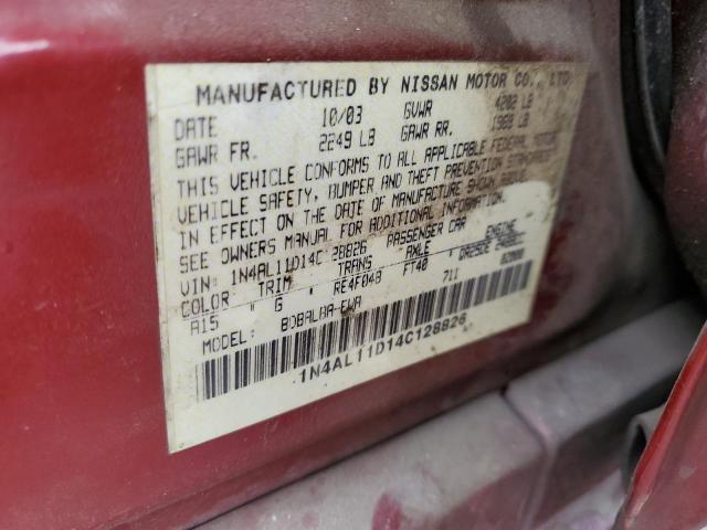 88986165 :رقم المزاد ، 1N4AL11D14C128826 vin ، 2004 Nissan Altima مزاد بيع