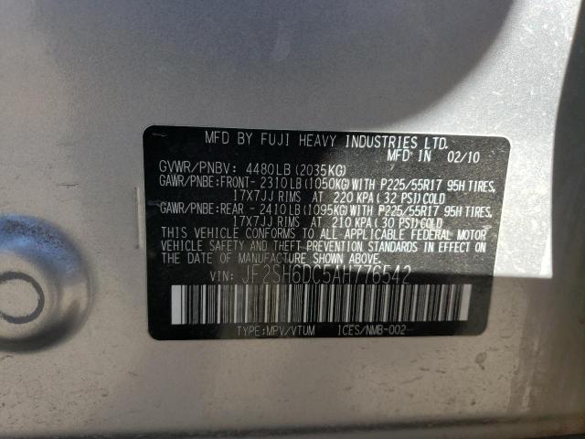 Продаж на аукціоні авто 2010 Subaru Forester 2, vin: JF2SH6DC5AH776542, номер лоту: 42062695