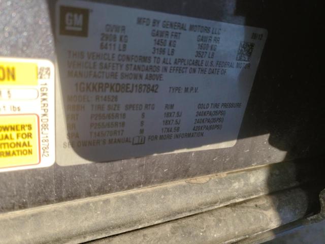 85280714 :رقم المزاد ، 1GKKRPKD8EJ187842 vin ، 2014 Gmc Acadia مزاد بيع