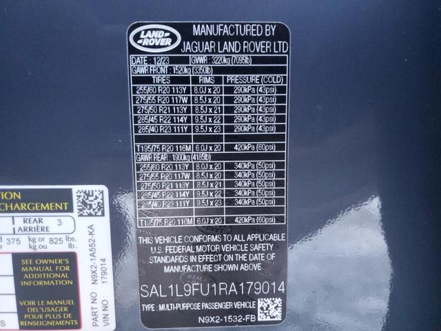 2024 Land Rover Range Rover Sport მანქანა იყიდება აუქციონზე, vin: SAL1L9FU1RA179014, აუქციონის ნომერი: 89220325