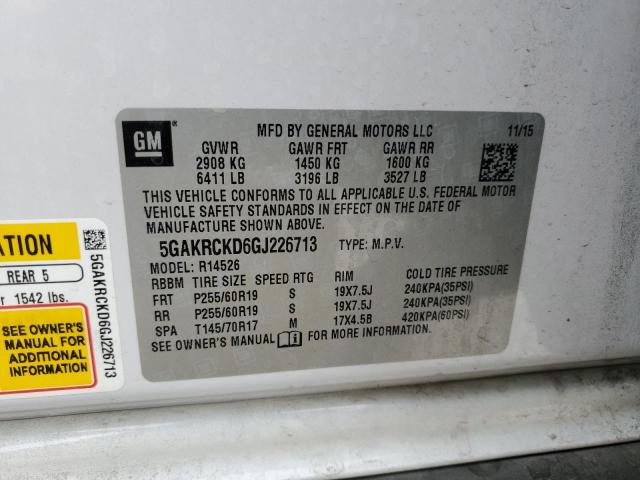 2016 Buick Enclave მანქანა იყიდება აუქციონზე, vin: 5GAKRCKD6GJ226713, აუქციონის ნომერი: 86731584