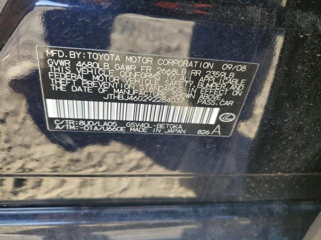 2009 Lexus Es მანქანა იყიდება აუქციონზე, vin: JTHBJ46G292284037, აუქციონის ნომერი: 87180964