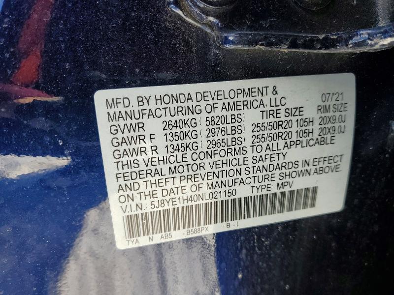 Продаж на аукціоні авто 2022 Acura Mdx, vin: 5J8YE1H40NL021150, номер лоту: 74061505