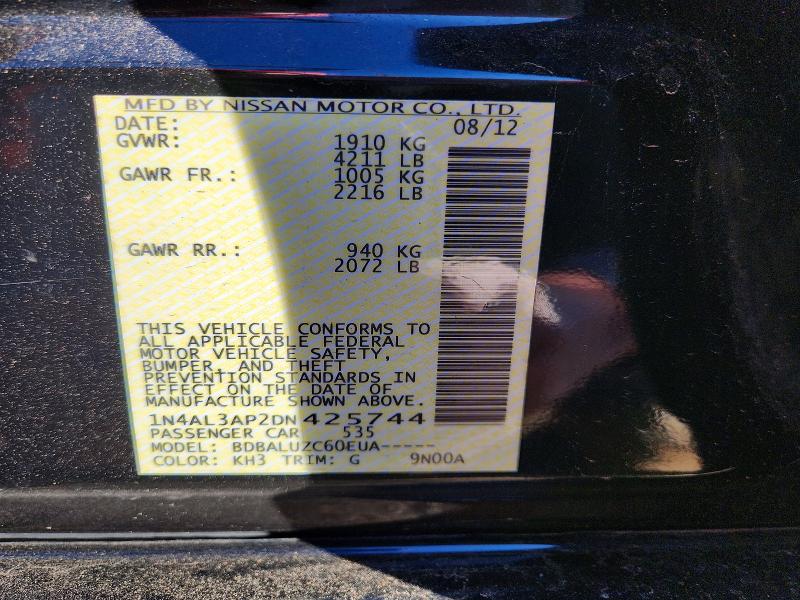 2013 Nissan Altima მანქანა იყიდება აუქციონზე, vin: 1N4AL3AP2DN425744, აუქციონის ნომერი: 72705405