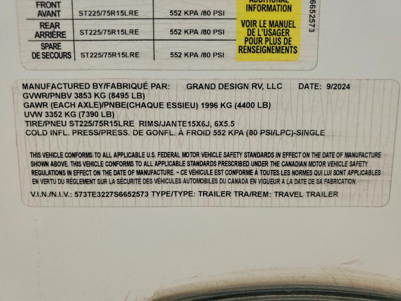 Продаж на аукціоні авто 2025 Trlr 2670mk, vin: 573TE3227S6652573, номер лоту: 99617305