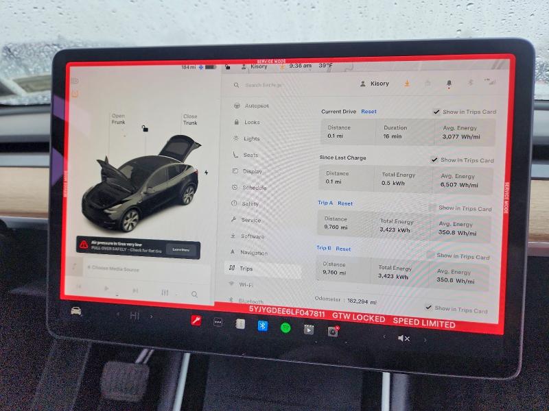 Продажа на аукционе авто 2020 Tesla Model Y, vin: 5YJYGDEE6LF047811, номер лота: 96396495