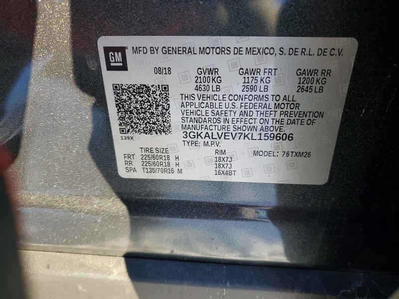 Aukcja sprzedaży 2019 Gmc Terrain, vin: 3GKALVEV7KL159606, numer aukcji: 73044425