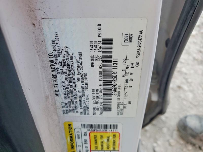 99688125 :رقم المزاد ، 3FA6P0HR5DR111311 vin ، 2013 Ford Fusion مزاد بيع