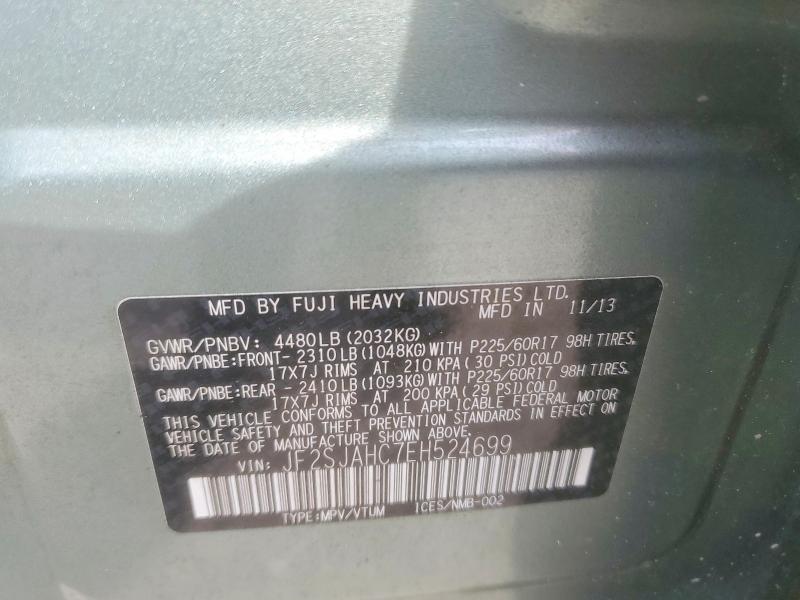 Aukcja sprzedaży 2014 Subaru Forester, vin: JF2SJAHC7EH524699, numer aukcji: 72367495