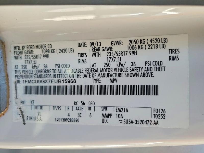 Продажа на аукционе авто 2014 Ford Escape Se, vin: 1FMCU0GX7EUB15968, номер лота: 99621785