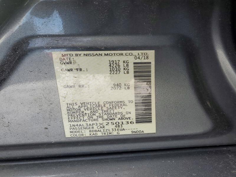 74014935 :رقم المزاد ، 1N4AL3AP3JC250136 vin ، 2018 Nissan Altima مزاد بيع