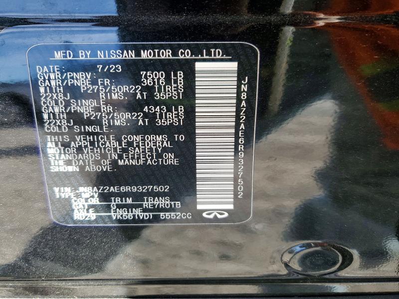 2024 Infiniti Qx80 მანქანა იყიდება აუქციონზე, vin: JN8AZ2AE6R9327502, აუქციონის ნომერი: 72470345