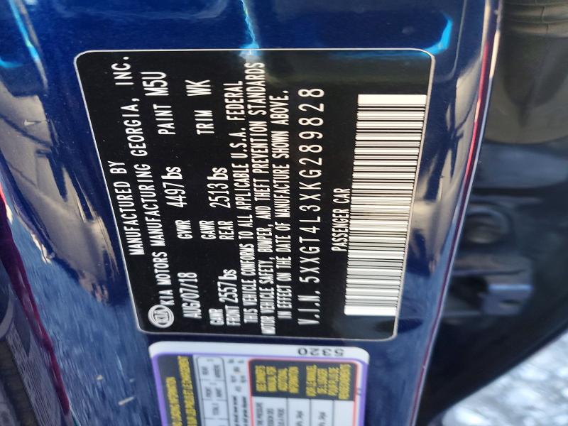 72495805 :رقم المزاد ، 5XXGT4L3XKG289828 vin ، 2019 Kia Optima مزاد بيع