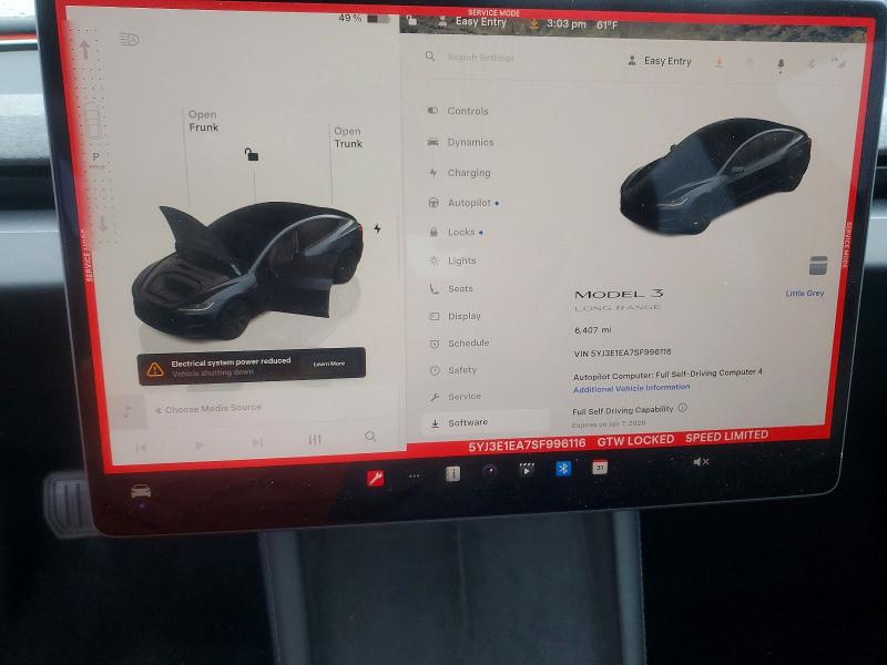 99034575 :رقم المزاد ، 5YJ3E1EA7SF996116 vin ، 2025 Tesla Model 3 مزاد بيع