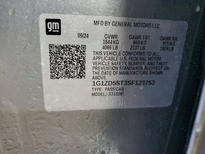 Продажа на аукционе авто 2025 Chevrolet Malibu, vin: 1G1ZD5ST3SF123753, номер лота: 74072835