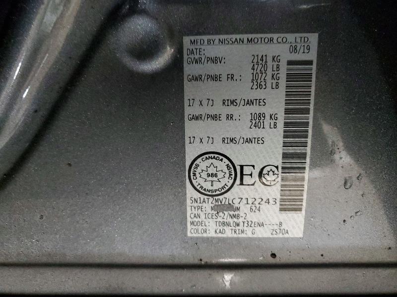 73628635 :رقم المزاد ، 5N1AT2MV7LC712243 vin ، 2020 Nissan Rogue مزاد بيع