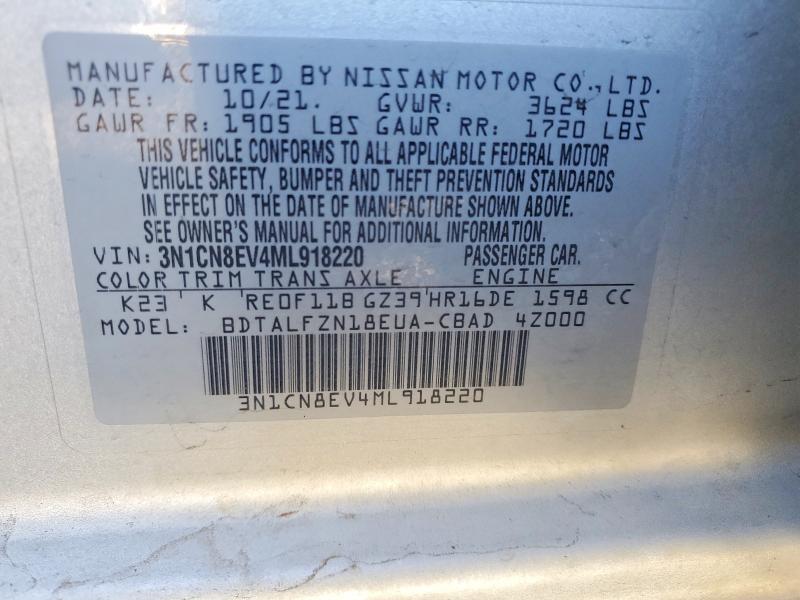 74082225 :رقم المزاد ، 3N1CN8EV4ML918220 vin ، 2021 Nissan Versa مزاد بيع