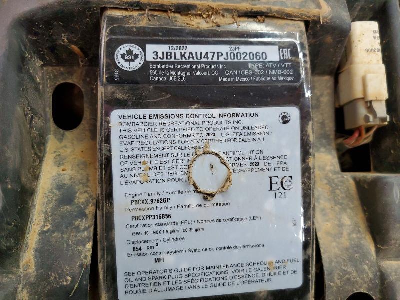 Продаж на аукціоні авто 2023 Can-am Outlander 850 Xt, vin: 3JBLKAU47PJ002060, номер лоту: 73291445