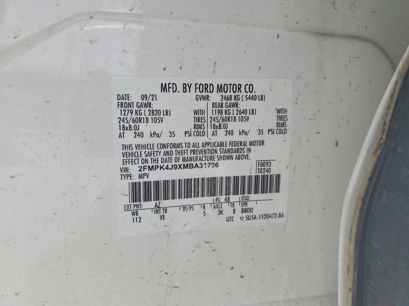 Продажа на аукционе авто 2021 Ford Edge, vin: 2FMPK4J9XMBA31706, номер лота: 75061305