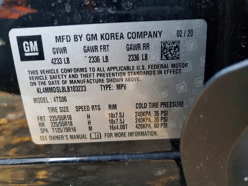 74326325 :رقم المزاد ، KL4MMDSL8LB103223 vin ، 2020 Buick Encore Gx مزاد بيع