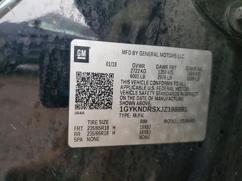 2018 Cadillac Xt5 მანქანა იყიდება აუქციონზე, vin: 1GYKNDRSXJZ198891, აუქციონის ნომერი: 72835435