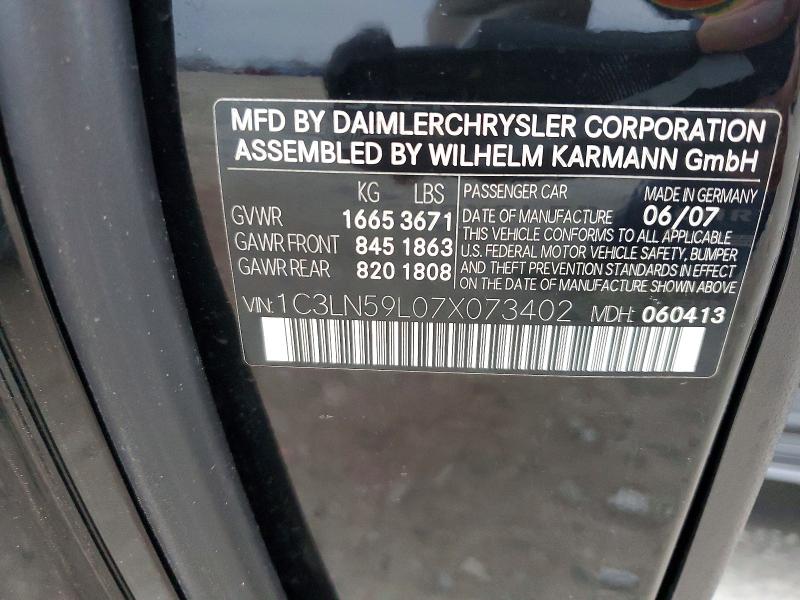 Aukcja sprzedaży 2007 Chrysler Crossfire, vin: 1C3LN59L07X073402, numer aukcji: 98471835
