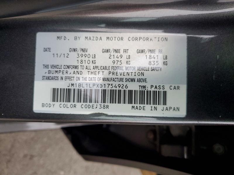 2013 Mazda 3 მანქანა იყიდება აუქციონზე, vin: JM1BL1LPXD1754926, აუქციონის ნომერი: 99287585