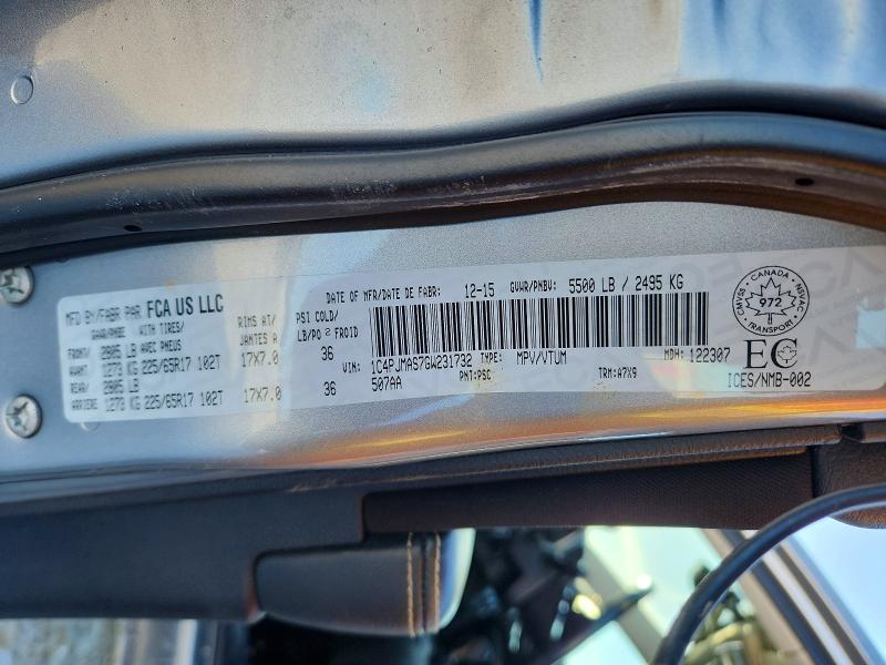 Продаж на аукціоні авто 2016 Jeep Cherokee S, vin: 1C4PJMAS7GW231732, номер лоту: 72224395