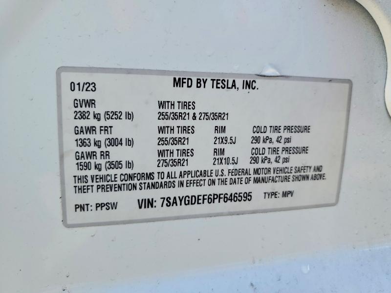 Aukcja sprzedaży 2023 Tesla Model Y, vin: 7SAYGDEF6PF646595, numer aukcji: 72112485
