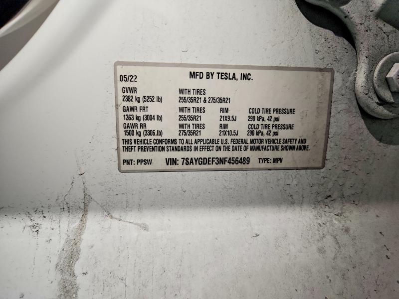 Продажа на аукционе авто 2022 Tesla Model Y, vin: 7SAYGDEF3NF456489, номер лота: 73841425