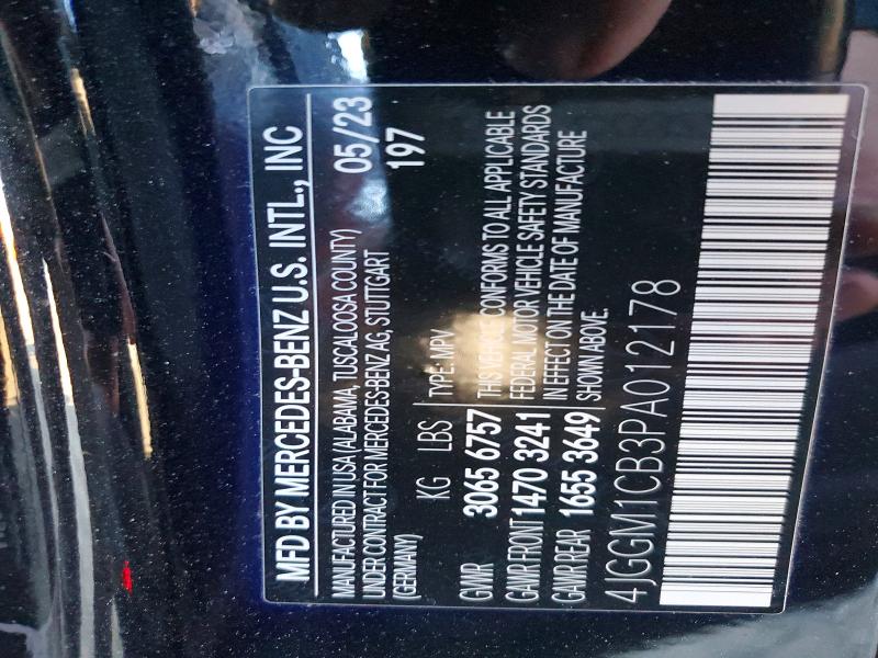 Aukcja sprzedaży 2023 Mercedes-benz Eqe Suv, vin: 4JGGM1CB3PA012178, numer aukcji: 72385725