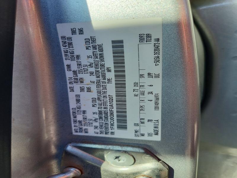 2015 Ford Escape მანქანა იყიდება აუქციონზე, vin: 1FMCU0G90FUA10207, აუქციონის ნომერი: 74111715