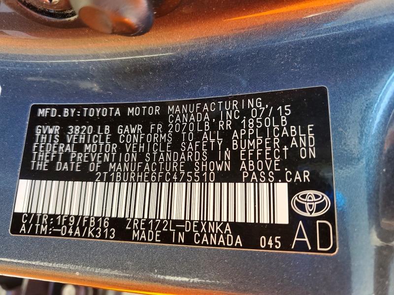Продажа на аукционе авто 2015 Toyota Corolla, vin: 2T1BURHE6FC475510, номер лота: 73638425