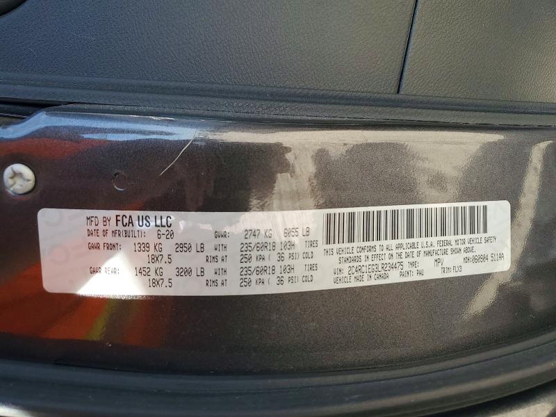 Продаж на аукціоні авто 2020 Chrysler Pacifica, vin: 2C4RC1EG3LR234475, номер лоту: 99144055