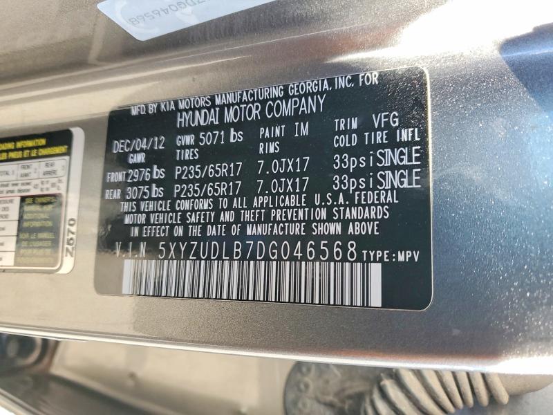 2013 Hyundai Santa Fe Sport მანქანა იყიდება აუქციონზე, vin: 5XYZUDLB7DG046568, აუქციონის ნომერი: 73541835