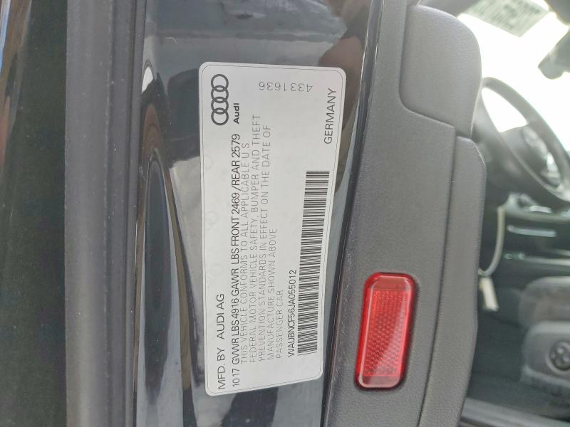 2018 Audi A5 მანქანა იყიდება აუქციონზე, vin: WAUBNCF56JA055012, აუქციონის ნომერი: 72965785