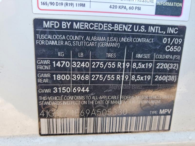 Aukcja sprzedaży 2009 Mercedes-benz Gl, vin: 4JGBF71E69A505330, numer aukcji: 97547695