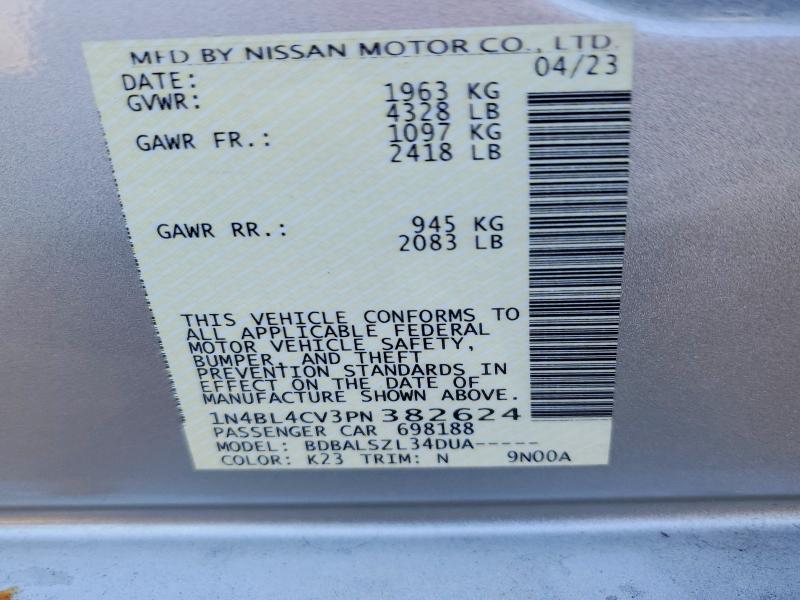 73588155 :رقم المزاد ، 1N4BL4CV3PN382624 vin ، 2023 Nissan Altima مزاد بيع