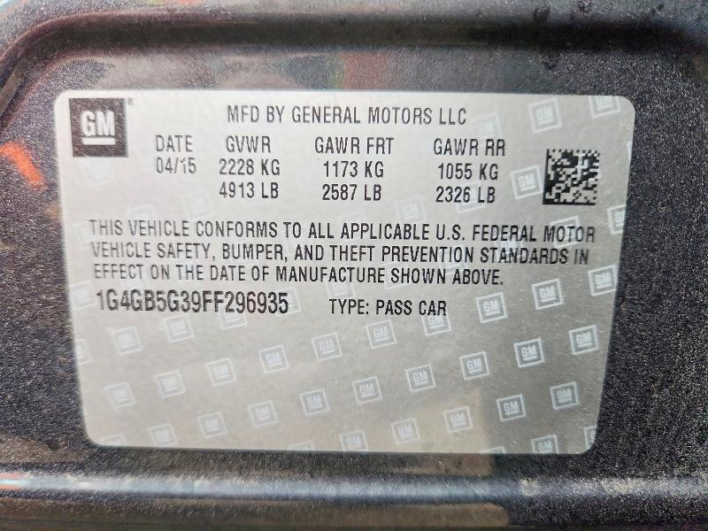 Продаж на аукціоні авто 2015 Buick Lacrosse, vin: 1G4GB5G39FF296935, номер лоту: 98459545