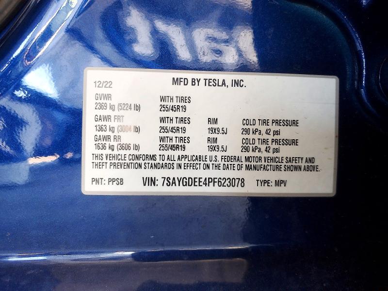 Aukcja sprzedaży 2023 Tesla Model Y, vin: 7SAYGDEE4PF623078, numer aukcji: 72468915