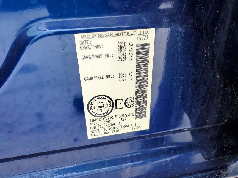 2023 Nissan Leaf Sv Pl მანქანა იყიდება აუქციონზე, vin: 1N4CZ1CV7PC558541, აუქციონის ნომერი: 72854555