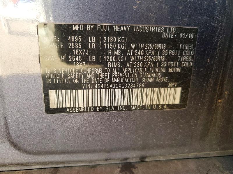 Продажа на аукционе авто 2016 Subaru Outback, vin: 4S4BSAJCXG3284789, номер лота: 75415805