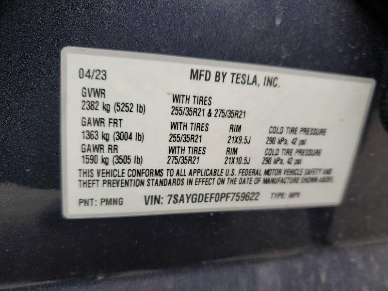 Aukcja sprzedaży 2023 Tesla Model Y, vin: 7SAYGDEF0PF759622, numer aukcji: 73673195