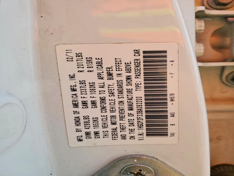 Aukcja sprzedaży 2011 Honda Accord, vin: 1HGCP2F33BA093200, numer aukcji: 74840735