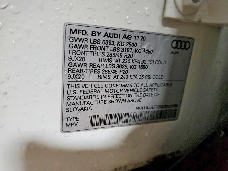Aukcja sprzedaży 2021 Audi Q7, vin: WA1AJAF79MD022535, numer aukcji: 74640255