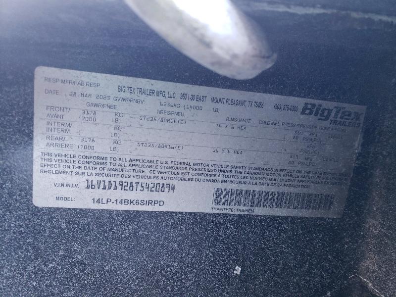 Продажа на аукционе авто 2026 Big Tex Unknown, vin: 16V1D1928T5420894, номер лота: 75385455