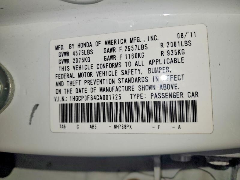 73757945 :رقم المزاد ، 1HGCP3F84CA001725 vin ، 2012 Honda Accord مزاد بيع