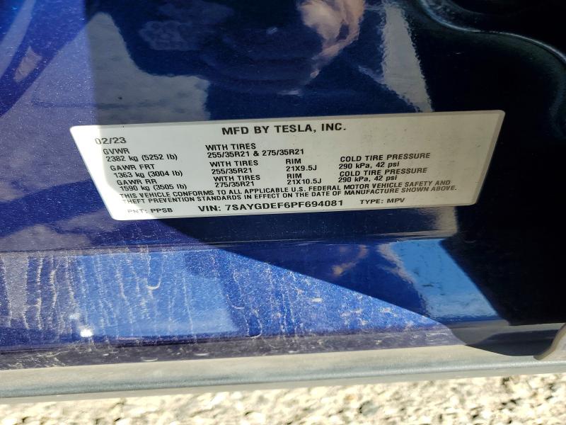 Aukcja sprzedaży 2023 Tesla Model Y, vin: 7SAYGDEF6PF694081, numer aukcji: 72365005