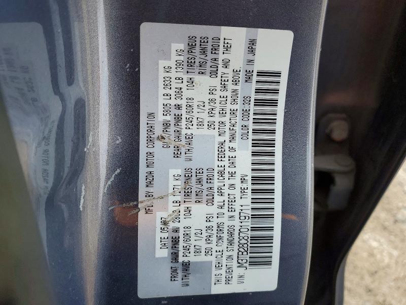 2007 Mazda Cx-9 მანქანა იყიდება აუქციონზე, vin: JM3TB28C870119711, აუქციონის ნომერი: 98227735