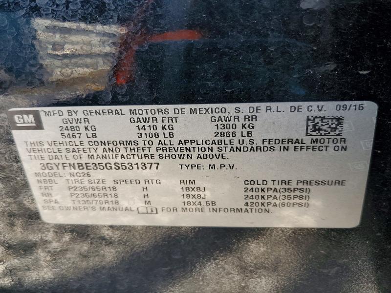 Aukcja sprzedaży 2016 Cadillac Srx, vin: 3GYFNBE35GS531377, numer aukcji: 98712455